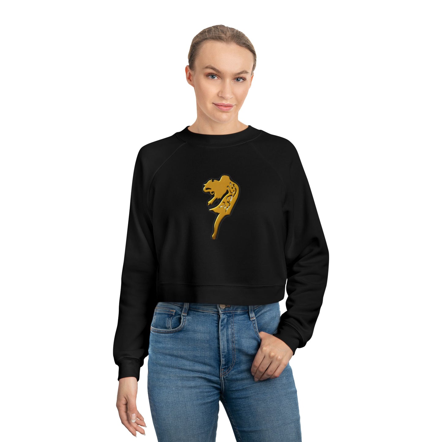 Cropped Sweatshirt with Arabic Text 'I am Free' within the design.
