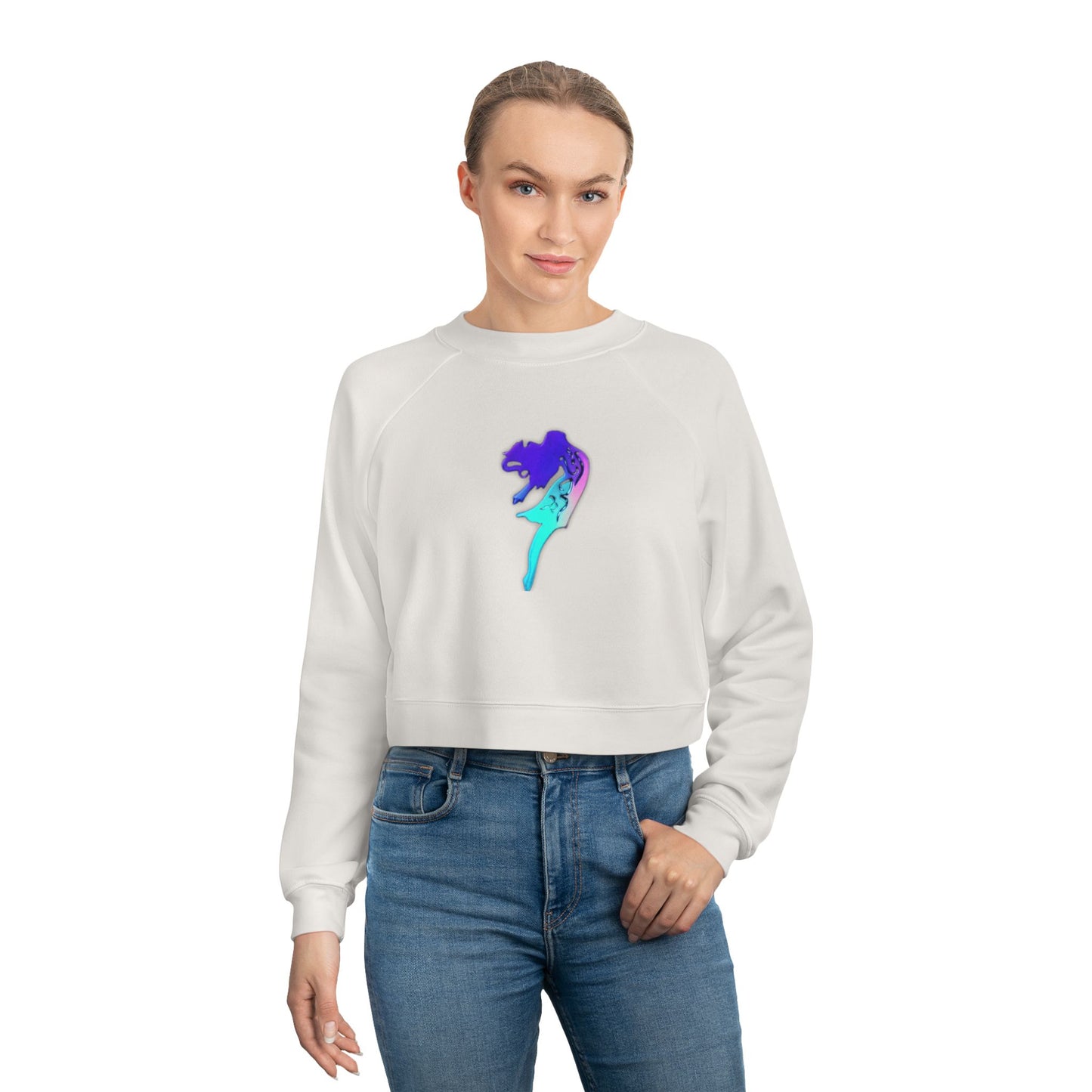 Cropped Sweatshirt with Arabic Text 'I am Free' within the design.