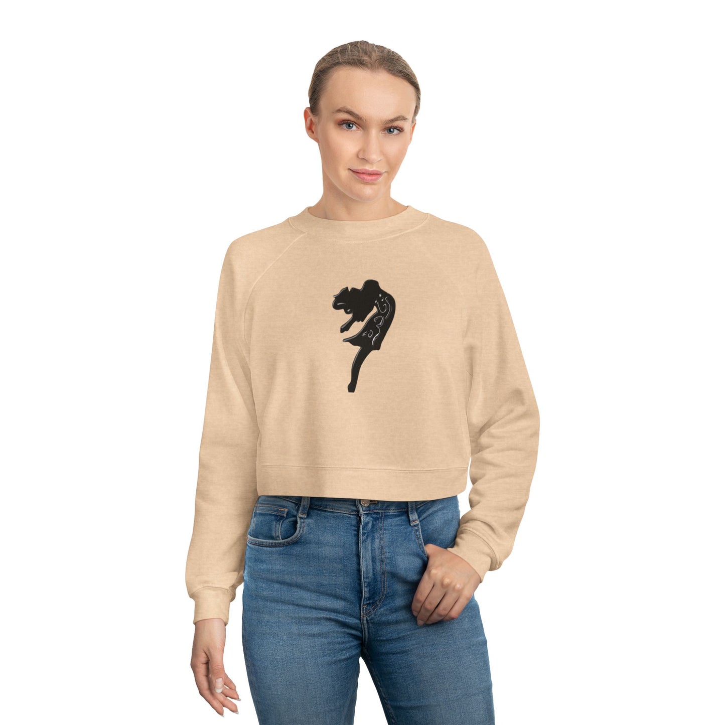Cropped Sweatshirt with Arabic Text 'I am Free' within the design.